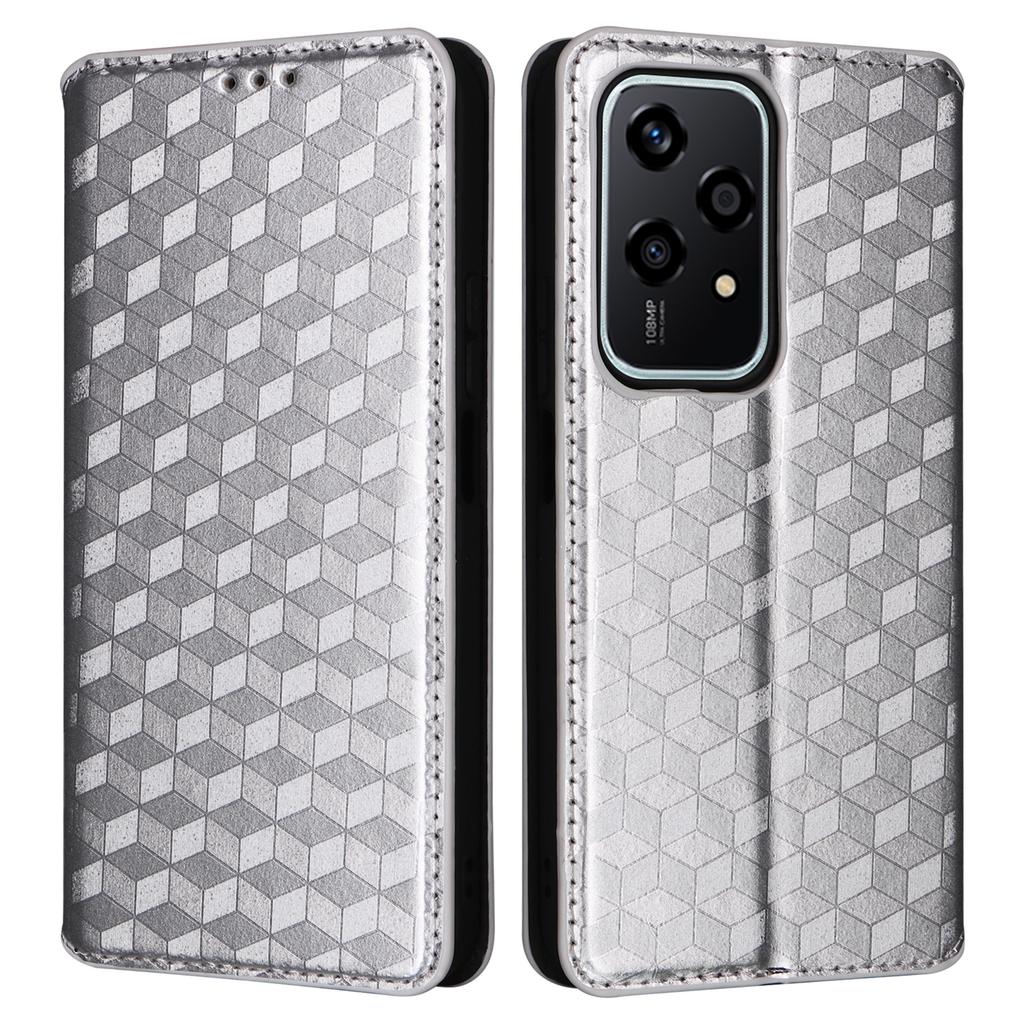 For Honor 200 Lite Case Leather Rhombus Pattern Magnetic Auto-Absorbed Phone Cover
