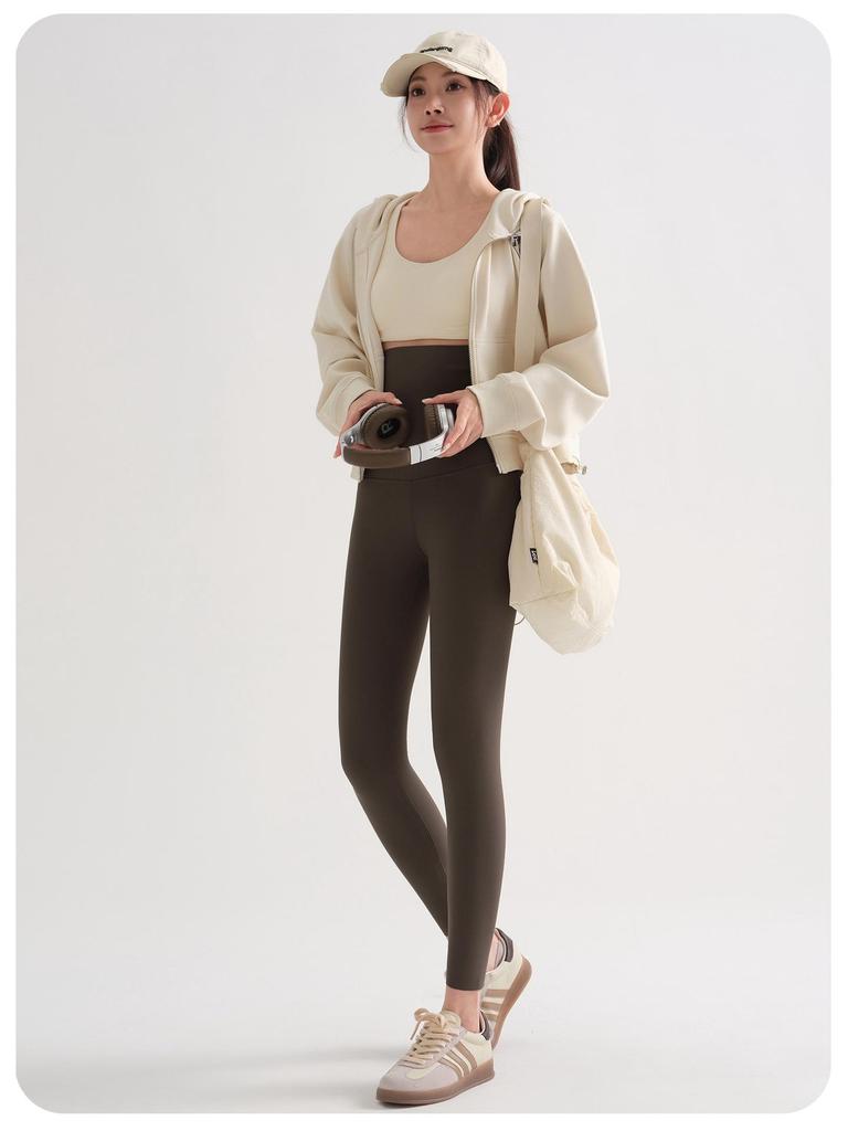 Women's High Waist Slimming Yoga Pants - Spring/Autumn Elastic Base Layer, 8-Point Length for Short Women