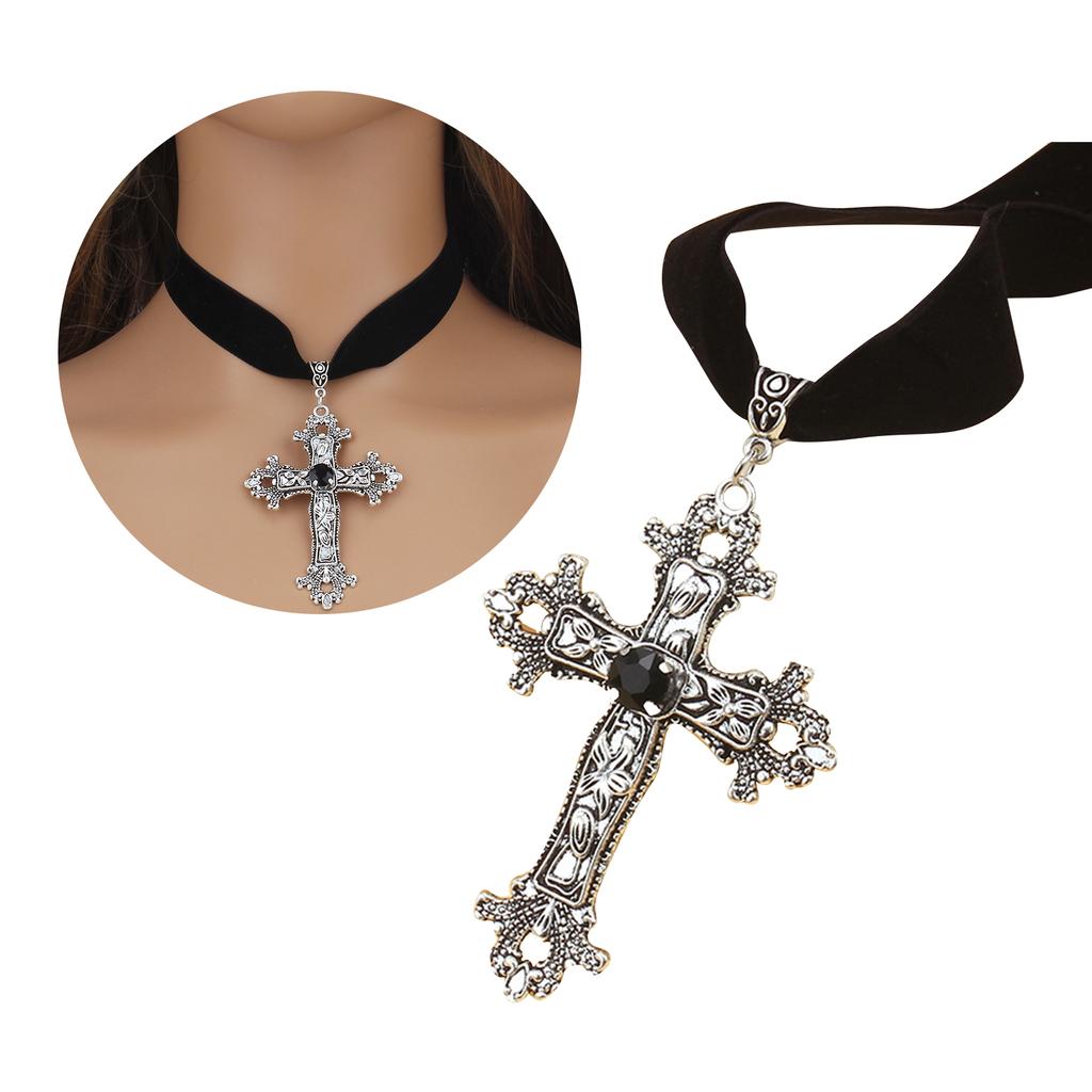 Rhinestone Cross Pendant Necklace Fashion Collar Necklace Jewelry for Women Girl