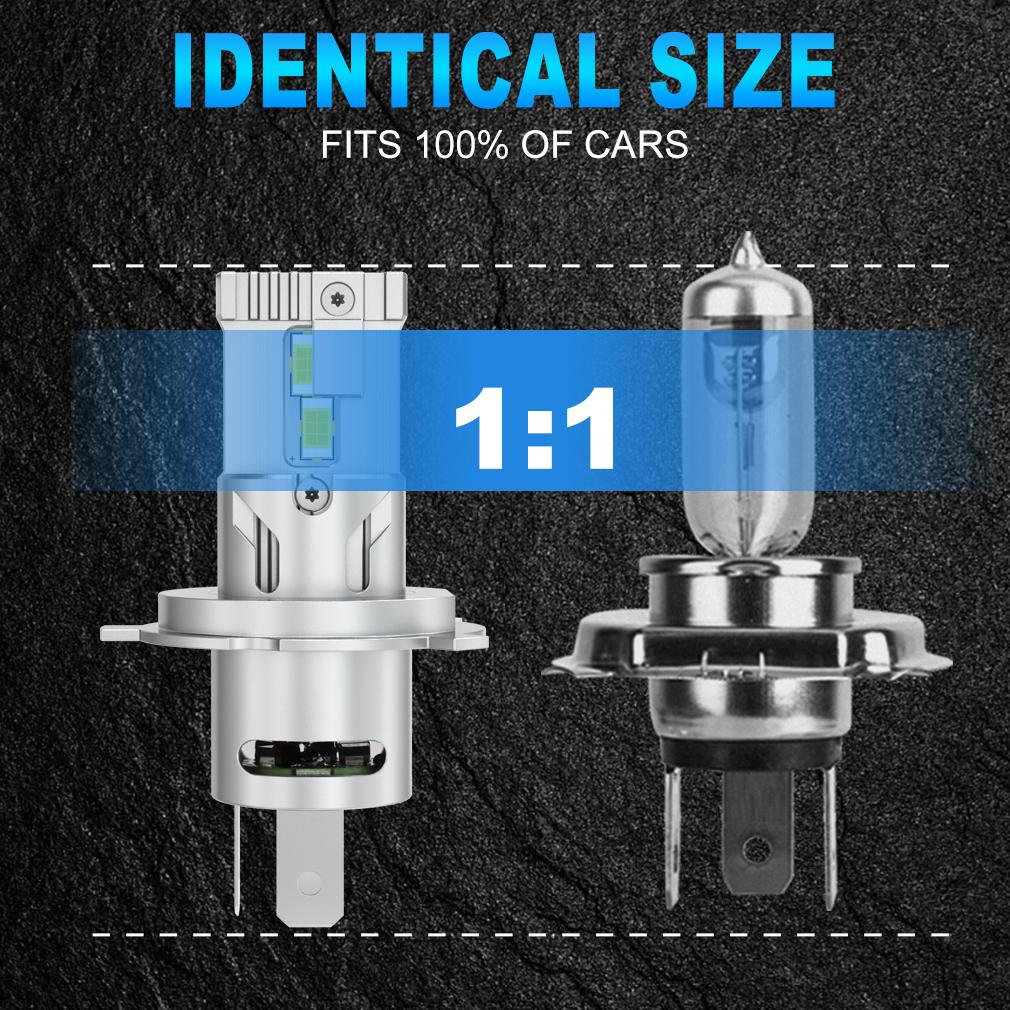 2Pcs H4 LED Headlight Bulbs High&Low Beam 36000LM Canbus Turbo Car Motorcycle Head Lights Super Bright Automotive Moto Headlamp Plug&Play 6500K White