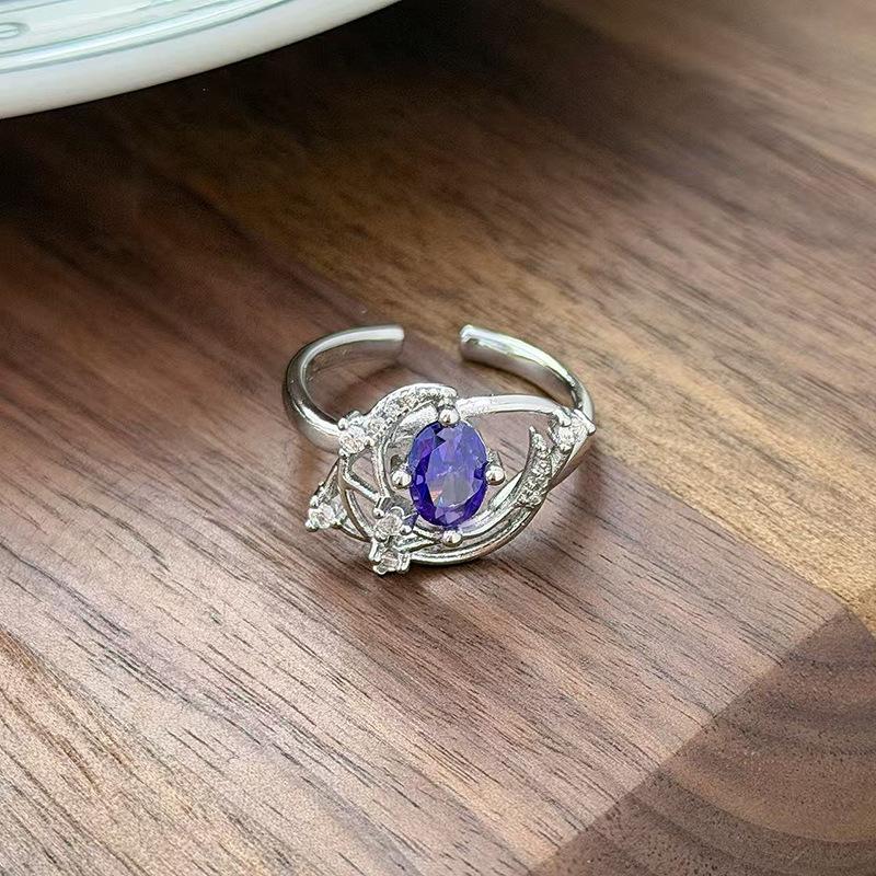 Nine Purple Fire Purple Diamond Super Immortal Zir*****Pen Ring Exquisite Light Luxury High-End Niche Design Stacked Ring Girl