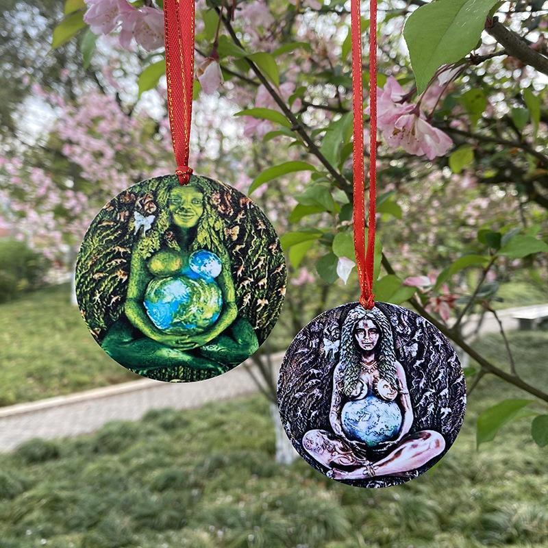 New Earth Goddess Mother Earth Pendant Necklace Creative Novel Art Ornament Accessories Rope Chain Necklaces for Men Women
