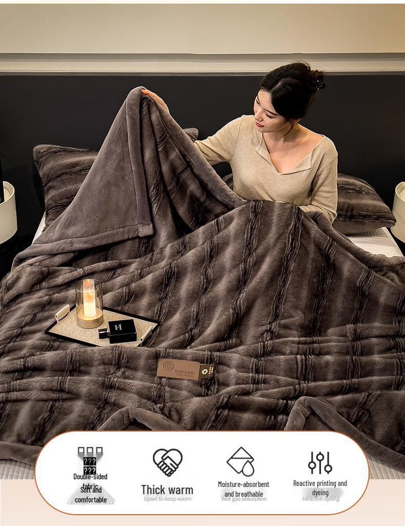 2025 Herbst/Winter Luxus Goldene Nerzdecke - Doppelseitig Dick Sofaüberwurf und Quiltkern für Nickerchen