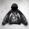 Moletom com Capuz Hip Hop Estampa Gráfica Gótica Retrô para Homens Y2k Grunge Punk Casual Solto Pulôver Mulheres Streetwear Moletom com Capuz