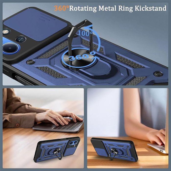 Coque Rigide - E.F.CONNECTION - pour Xiaomi Redmi 15C 4G/5G - avec Cache Caméra - Bleu Marine - 2 Vitres