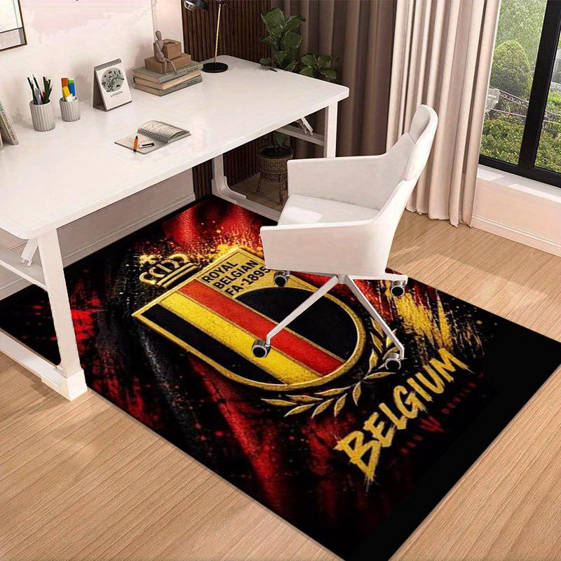 Belgium Football Crest Emblem Area Rug Office rug, Chair Rug, Decor Carpet Livingroom bedroom Mat, Large Size Fan gifts Christmas gifts