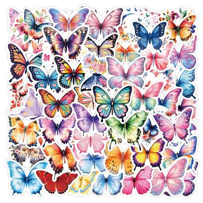 60 Waterproof Butterfly Cartoon Graffiti Stickers for Scooters, Notebooks, and Water Cups