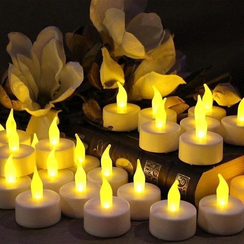 New Flameless Tea Light LED Flickering Tealight Candles Flameless Tea Light Real Flicker Candles Wedding Xmas Fun Party