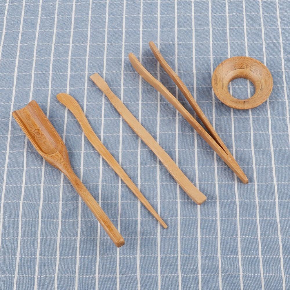 5 Pcs Set Portable Tools Tea Accessories Bamboo Material Tea Shovel Tea Leaks Chinese Gongfu Tea
