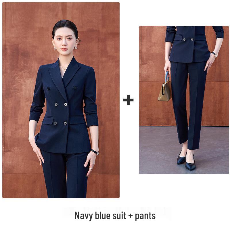 Women's High-End Double-Breasted Suit Set: New Spring/Autumn Style, Perfect for Professional and Formal Look