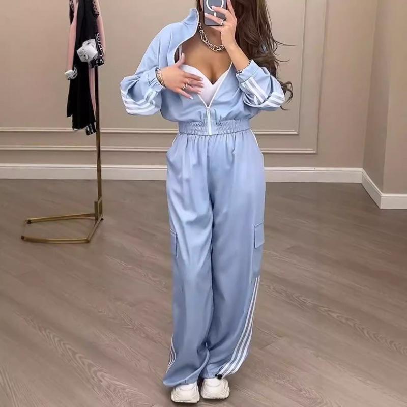 Amazon Europe, America 2025 autumn and winter urban temperament women's clothing polyester long-sleeved sweater trousers fashion casual suit