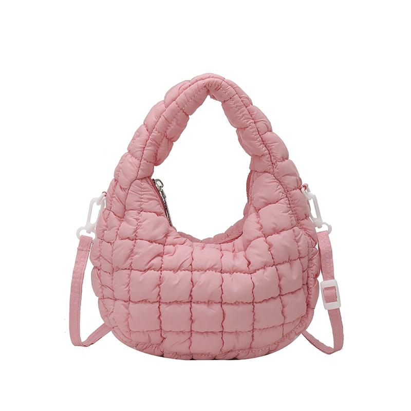 Pleated cloud bag women's autumn and winter new down cott handbag casual versatile bubble shoulder messenger bag