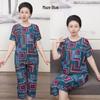 Ice Silk Summer Fashion Suit for Elderly Women - Short Sleeve Grandma's Casual Attire