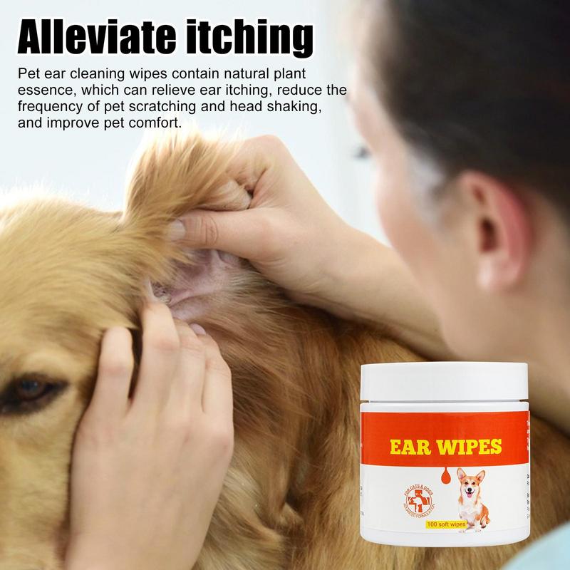 100Pcs Pet Remove Dirt From Eyes And Ears Wipes Dog Cat Earwax Clean Ears Odor Remover Pets Wet Tissue Cleaning Tools Supplies