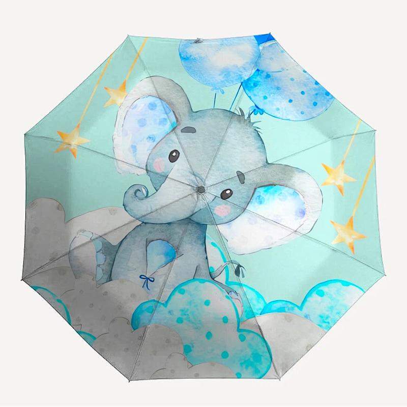 1pc Elephant Clouds Themed High-quality Umbrella,Automatic Opening and Closing Umbrella,Multi-functional Umbrella G0811183