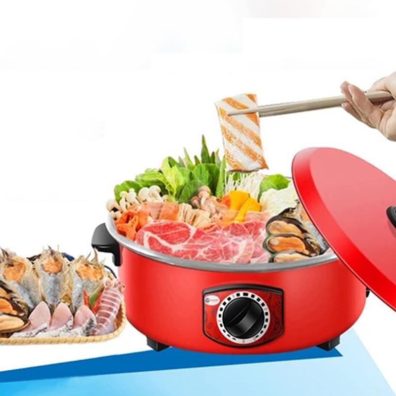 12 Inch Multifunctional Electric Hot Pot Non-Stick Frying Pan Multicooker Soup Hotpot For Home Kitchen Cooking Supplies