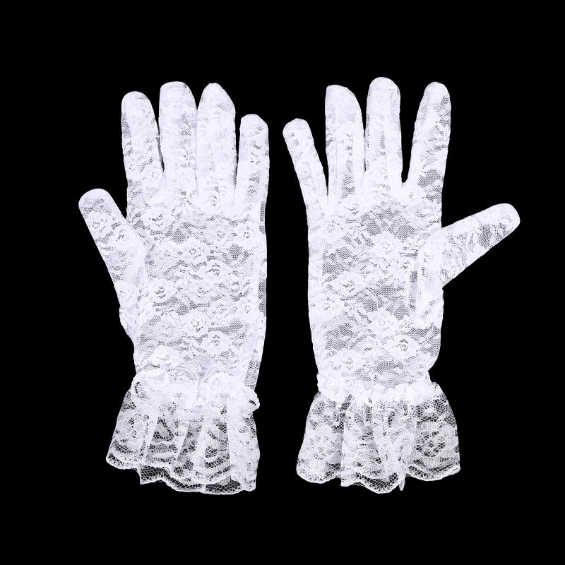 Women's Lace Floral Opera Tea Party Gloves Elegant Wrist Length Bridal Wedding Prom Gloves Costume Accessories