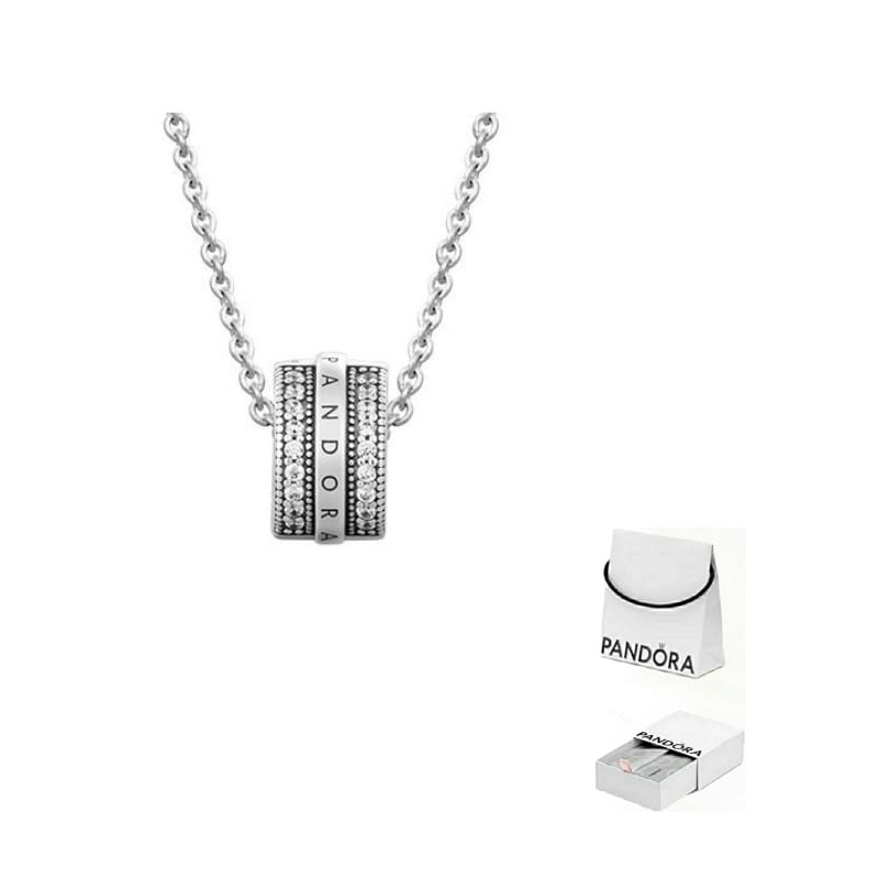 Pandora 925 Sterling Silver Synthetic Cubic Zirconia Necklaces Unisex ZT1020
