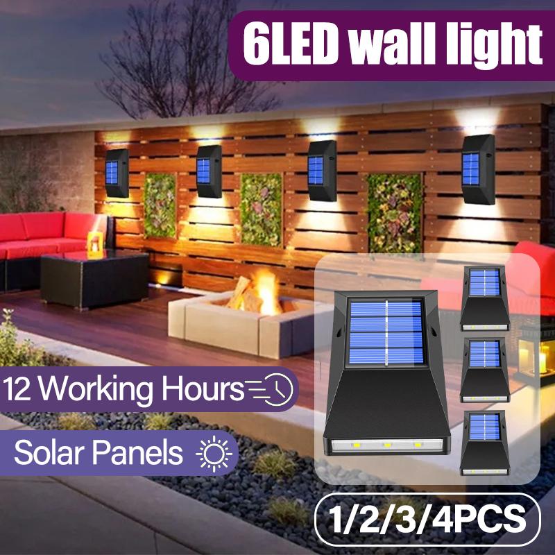 Solar Powered Wall Lights Outdoor Waterproof Up Down LED Lighting for Garden Yard Patio Pathway Street Home Decor