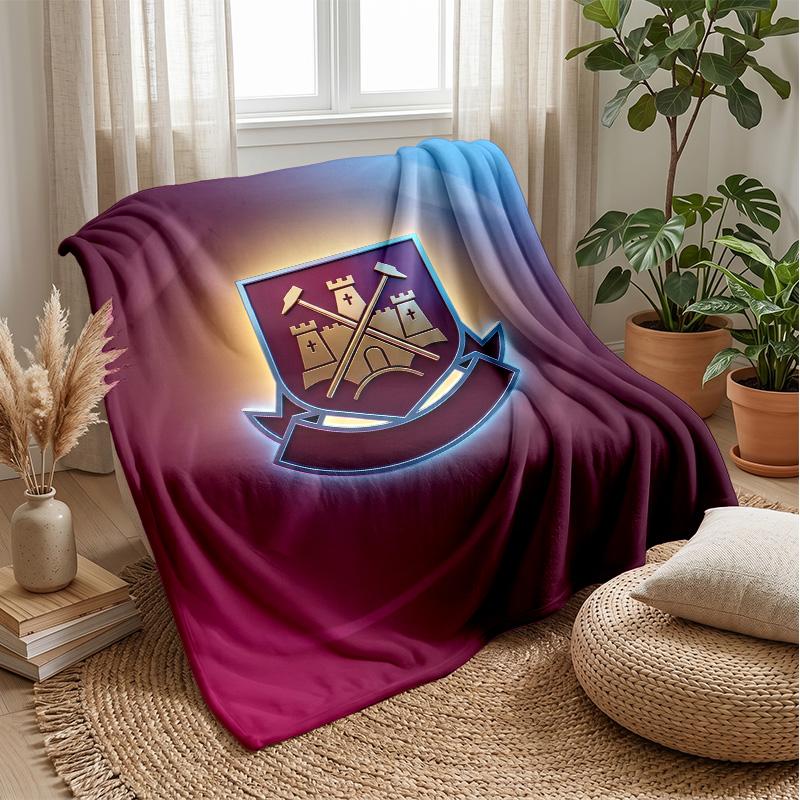 Coperta in Flanella con Stampa West Ham United, Morbida Calda Leggera Coperta da Divano Letto Campeggio