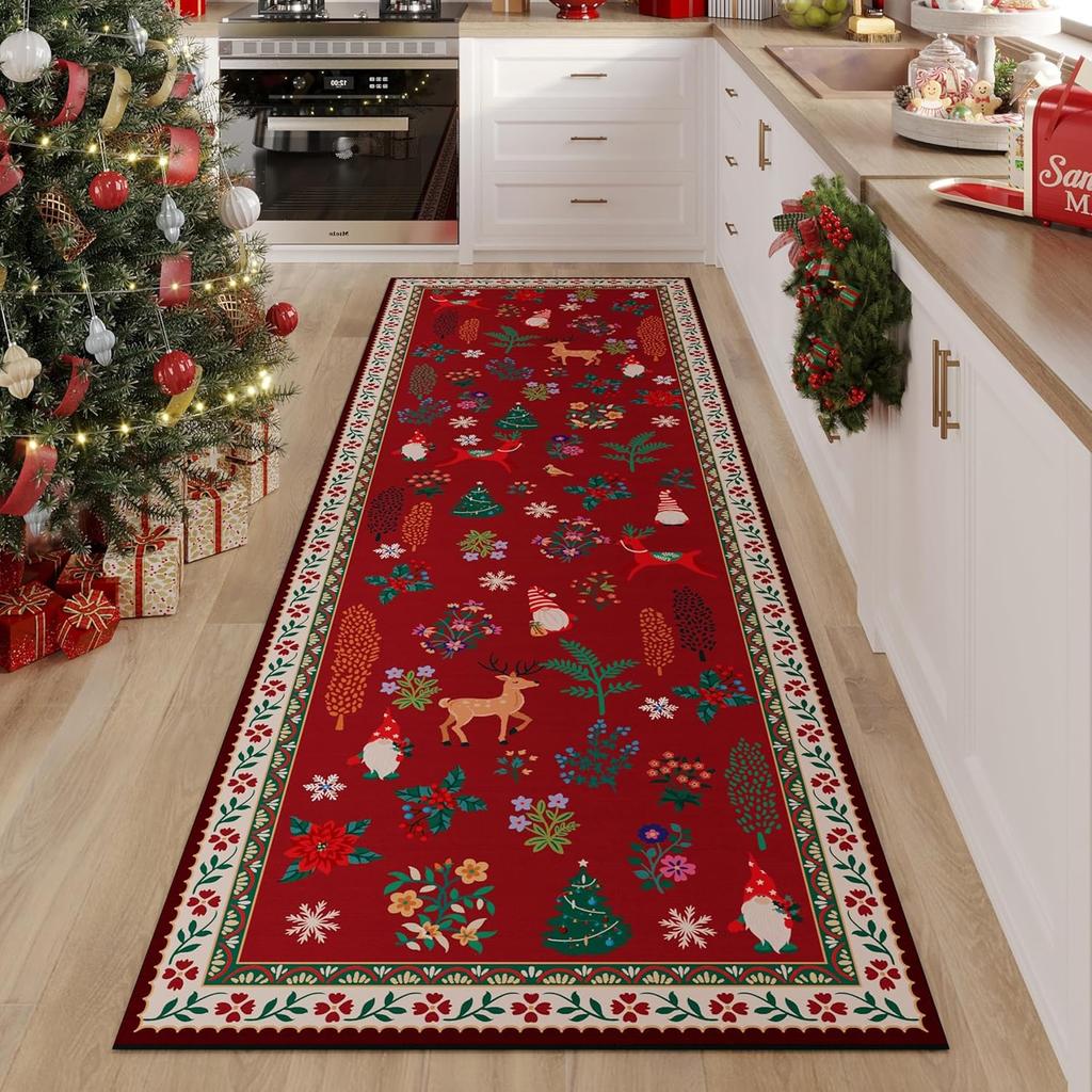 Löpare för Hallar Kök Halkfria Maskintvättbara Mattor med Gummerad Baksida Mjuka Blommiga Mattor för Köksdekor