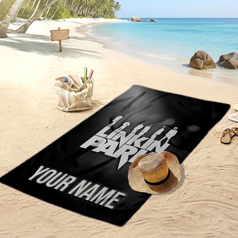 Linkin Park Custom Beach Towel, Print Your Name Text Lightweight Absorbent Towel for Swimming Travel