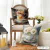 Painting Cup Of Flowers Cushion Cover Summer Linen Pillow Case Organic Fabric Cushion Cover Double-Sided Print Sofa Home Decor