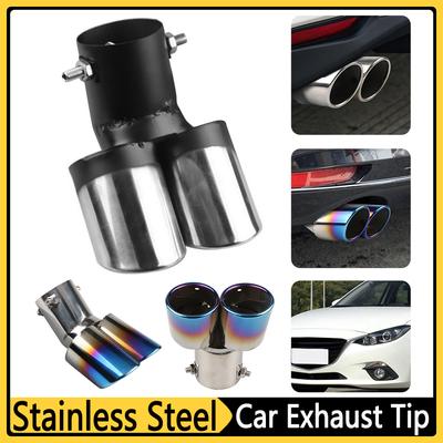 Slant Dual Outlet Car Exhaust Tip Stainless Steel Nozzle for Muffler Silencer Modified Exhaust Systems Universal Car Exterior