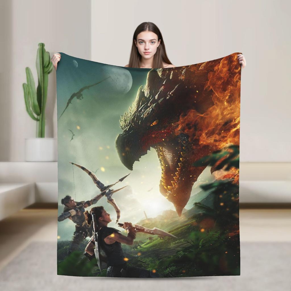 Monster Hunter Wilds Flannel Blanket Winter Soft Durable Throw Blanket for Couch Chair Fashion Bedspread Sofa Bed Cover