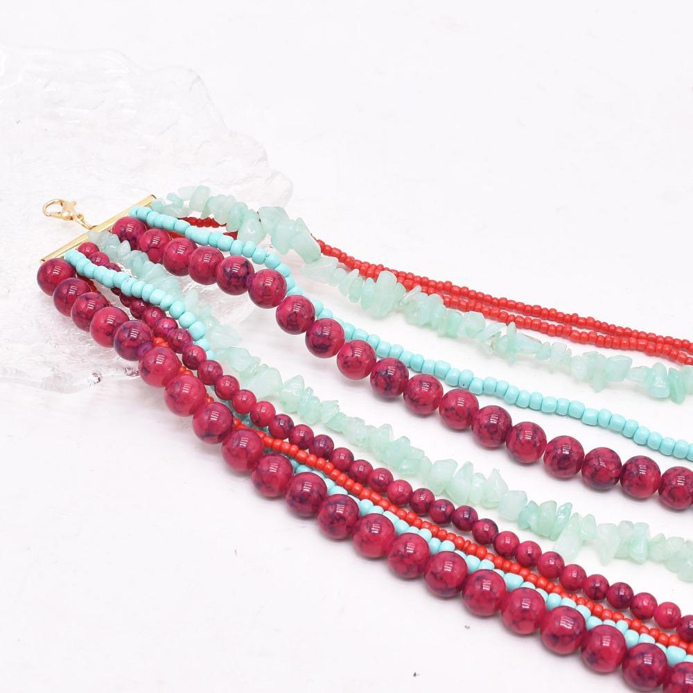 Bunte Kieselsteinschicht Barock-Halskette Böhmischer Stil Perlen Kettenhalskette Geschenke