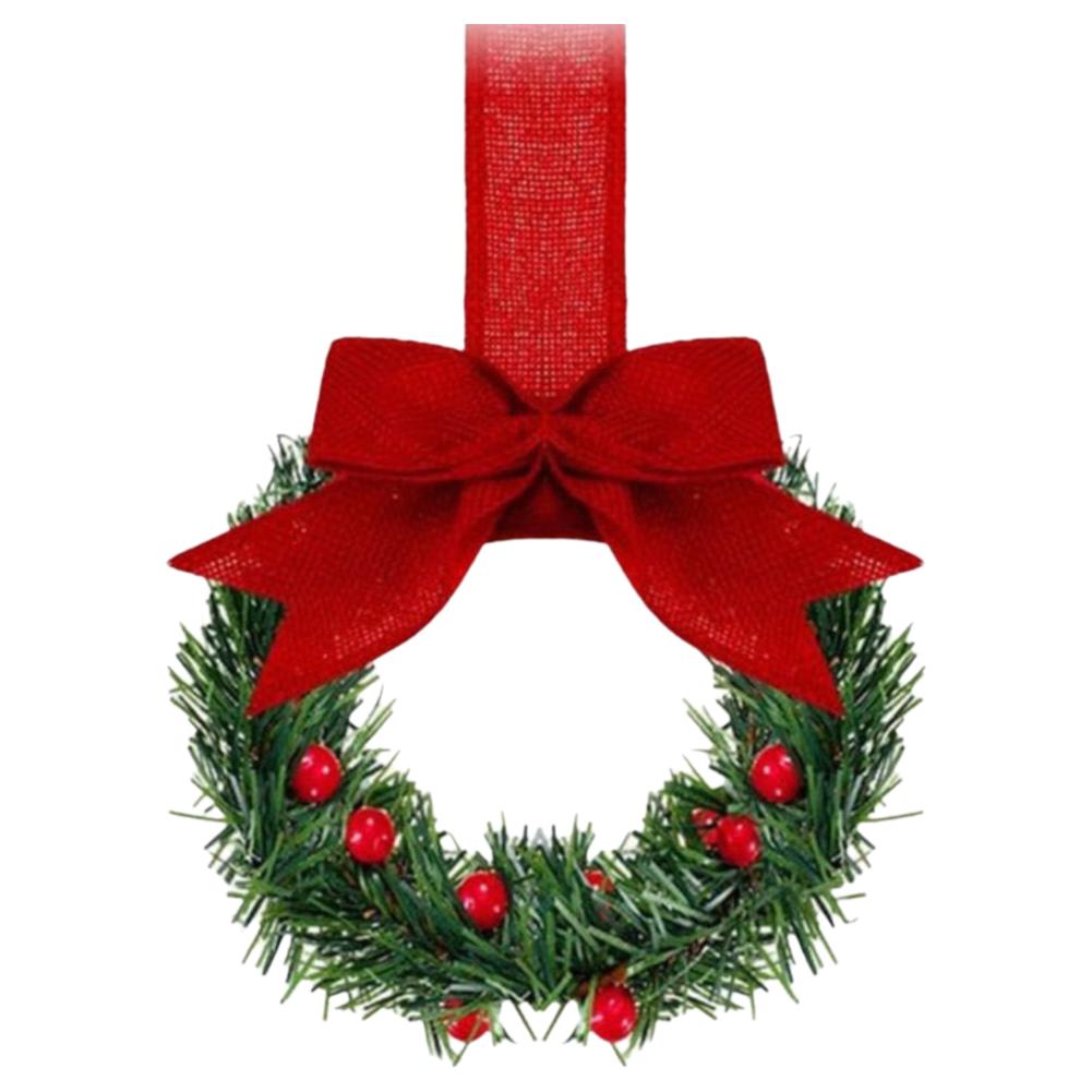 

1/4/6Pcs Christmas Kitchen Cabinet Wreaths Window Hanging Decorations With Red Bow And Fruit Party Door Decoration Wreath