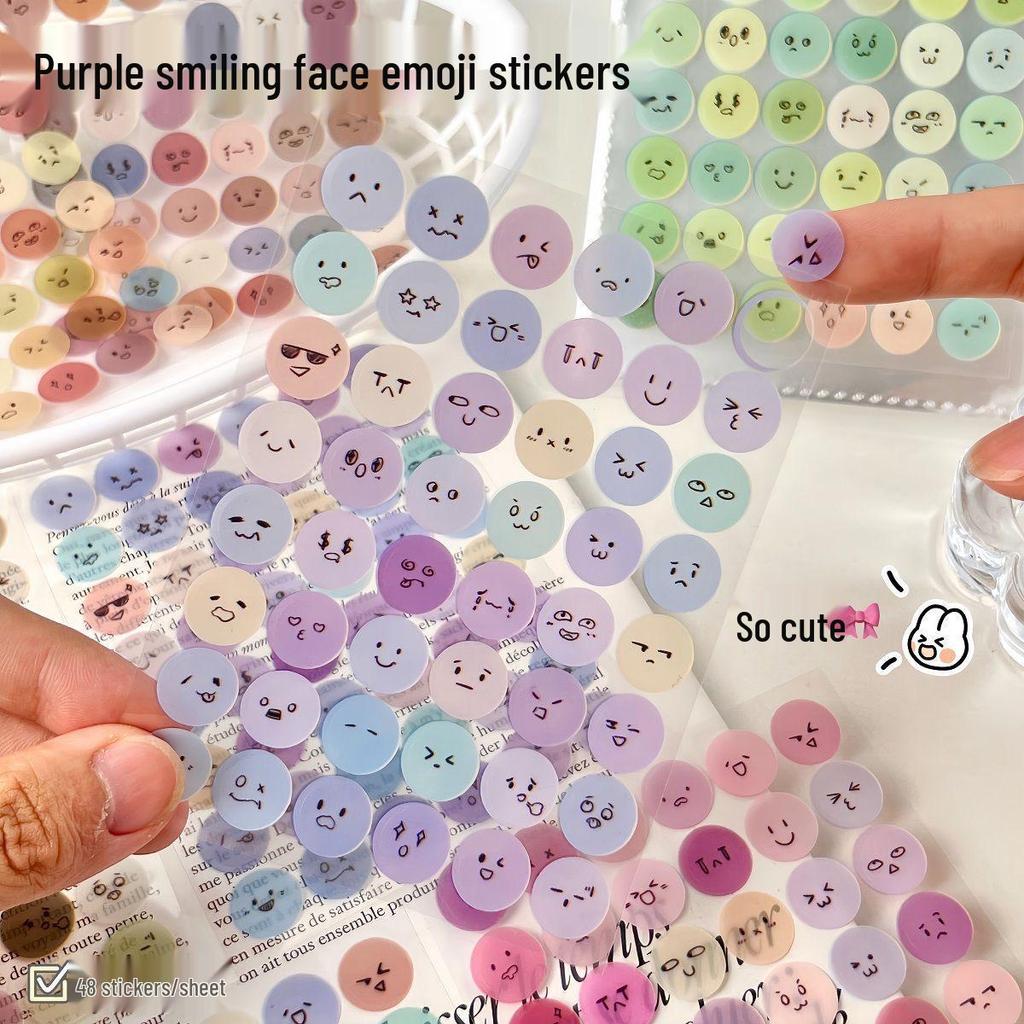 Creative Cute Round Expression Smiley Face Sticker Book with Decorative Patterns for Sealing and Packaging.