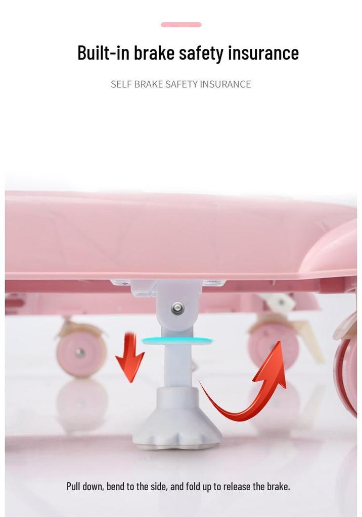 Multifunctional Anti-Tip Baby Walker with U-Shaped Pushchair