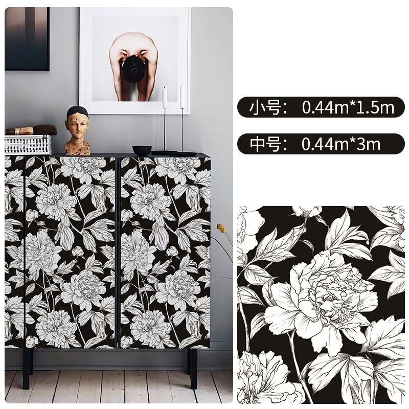 

French Retro Floral Wall Stickers Self-adhesive Wallpaper Furniture Renovation Room Bedroom Wallpaper Waterproof Contact Paper 44x150cm