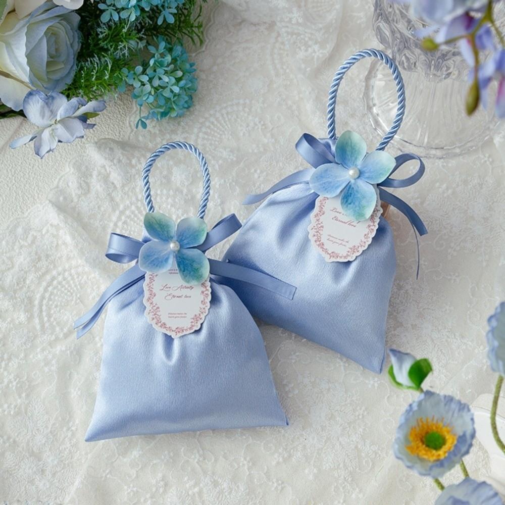 Mini Wedding Candy Bag Satin Festive Sugar Bag Portable Flower Drawstring Bag Festival