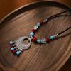 Turkey Bohemian Black Blue Stone Ethnic Coin Tassel Necklace Headdress Gypsy Boho Beach Choker Bib Head Chain For Women Partyd
