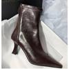 Fashion 2025Autumn Vintage Pointed Toe Women Ankle Boots Fashion Soft Leather  Elegant High Heel Short Botas Zapatos De Mujer