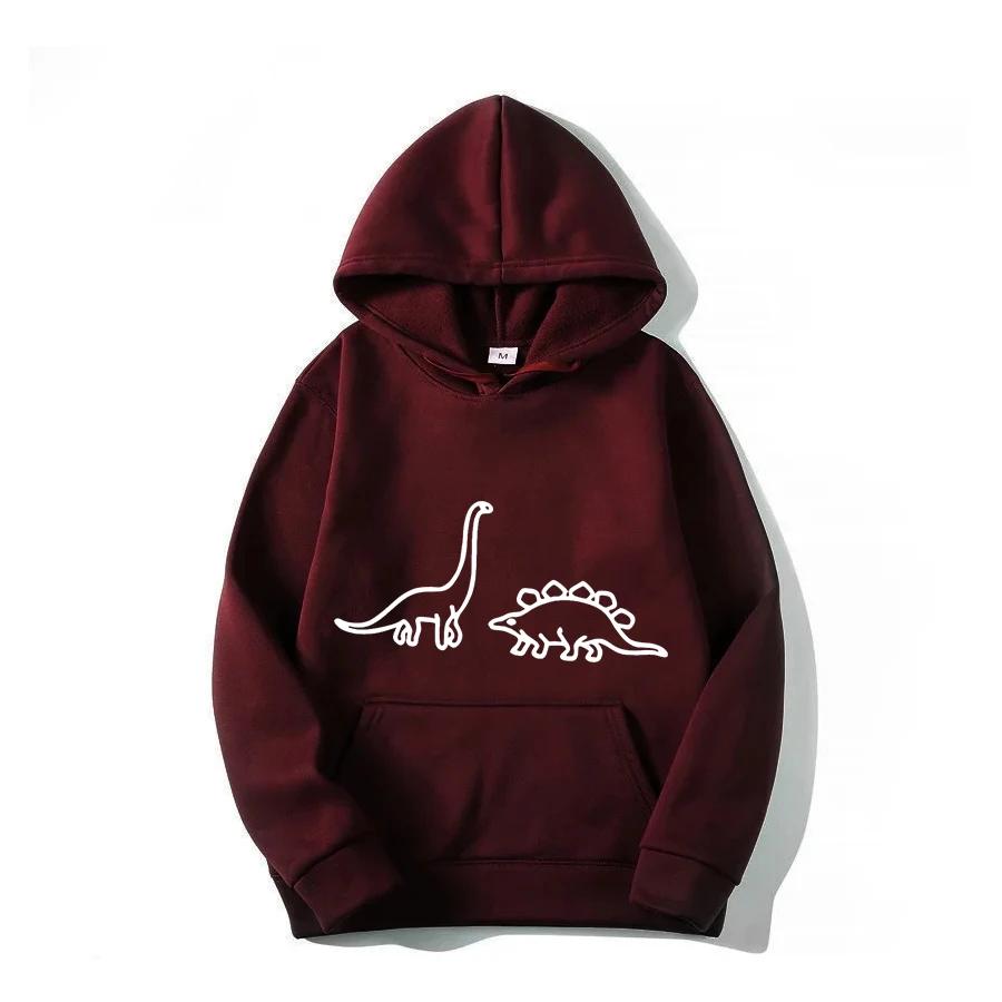 2025 Autumn/Winter New Manga Women's Dinosaur Printed Fashion Casual Hoodie Outdoor Sports Simple Loose Comfortable Coat