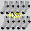 5pairs Cotton Sock Men Sport Breathable Soft Letter Fashion Sneakers High Elastic Middle Tube Stocking Towel Sox Summer Running