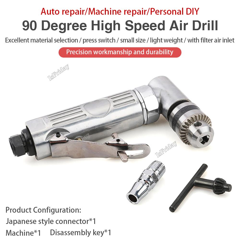 Mini Pneumatic Drill 90 Degree Elbow Air Drilling Machine Right Angle Air Punch Drill Grinding Polisher Mill Engraving Machine