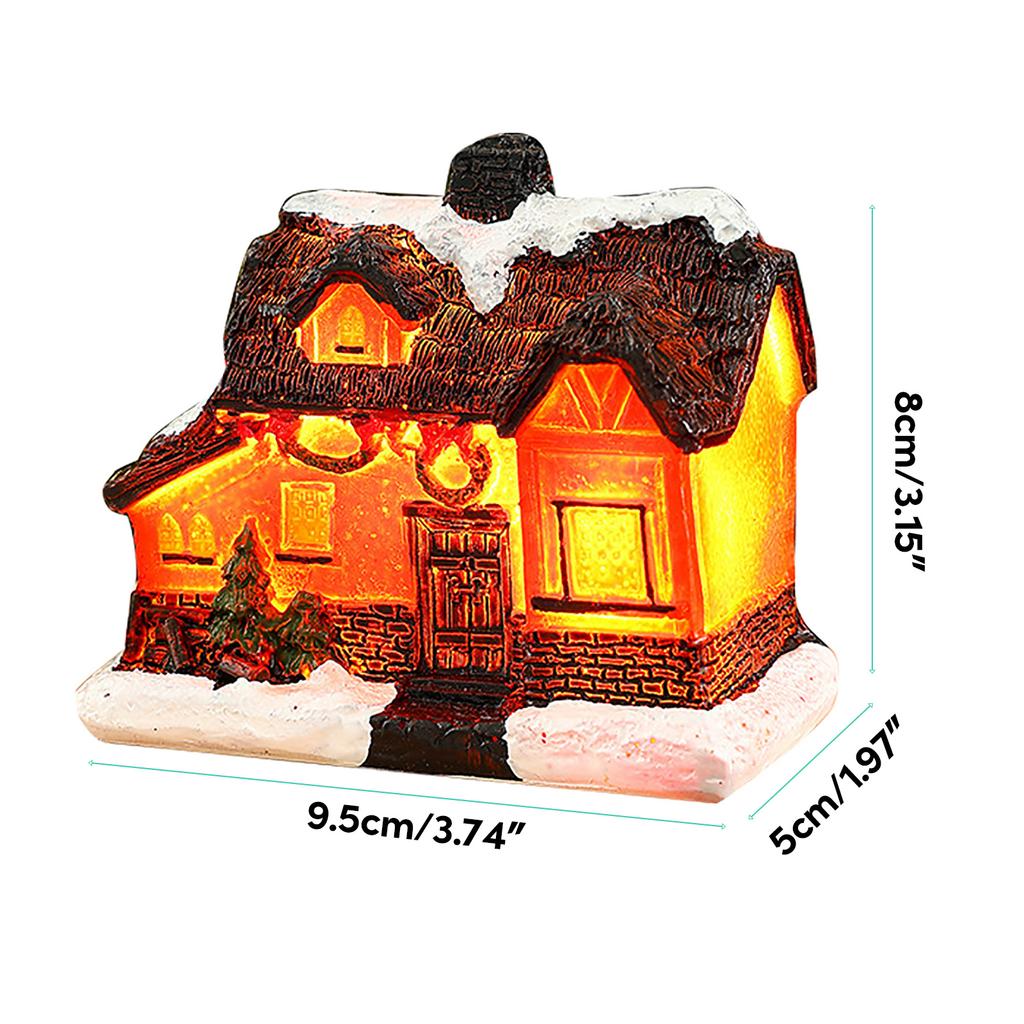 Christmas Village Scene Figurines Decoration LED Lighted Christmas Village House Resin House Figurine for Home