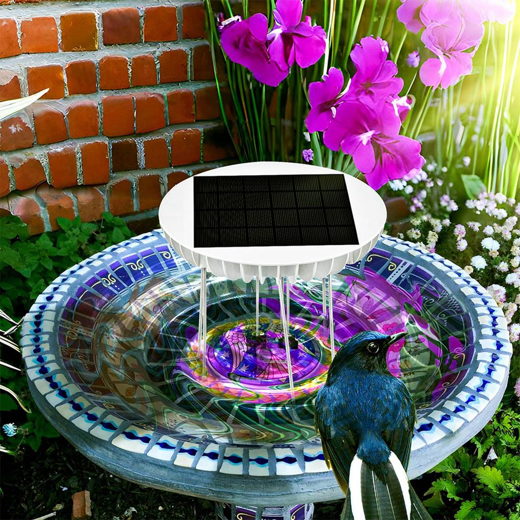 Solar for Bird Bath 3.7V 1500mAh Backup Lithium Battery Bird Bath Fish Tank Water Stirrer 5V 2W Solar Panel Brushless