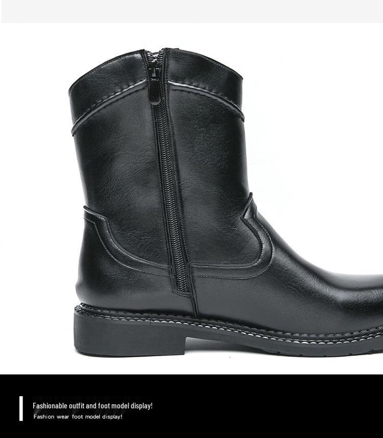 Bottes Montantes en Cuir Pointues Rétro Chelsea Grande Taille pour Homme Automne/Hiver