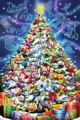 EPOCH Jigsaw Puzzle Disney Magical Christmas Decoration Includes and Decorative Stickers 1000-Piece (Puzzle Collage) (50x75cm) 97-708s Glue, Spatula,