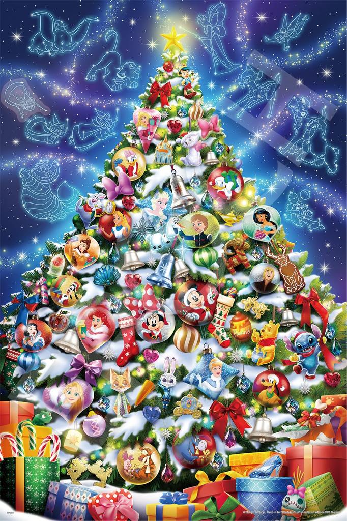 EPOCH Jigsaw Puzzle Disney Magical Christmas Decoration Includes and Decorative Stickers 1000-Piece (Puzzle Collage) (50x75cm) 97-708s Glue, Spatula,