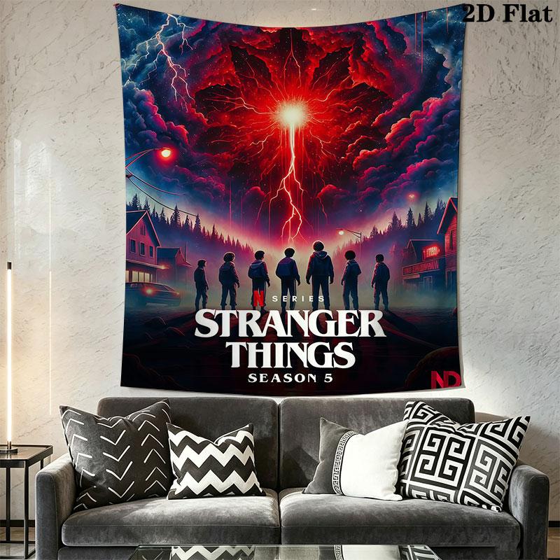 Stranger Things D Wall Hanging Printed Fabric Blanket Decorative Tapestries for Bedroom Living Room Home Decor