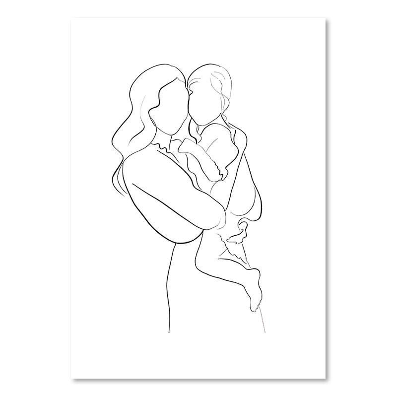 Abstract Black And White Line Love Family Wall Art Canvas Painting Nordic Posters And Prints Wall Picture For Living Room Decor