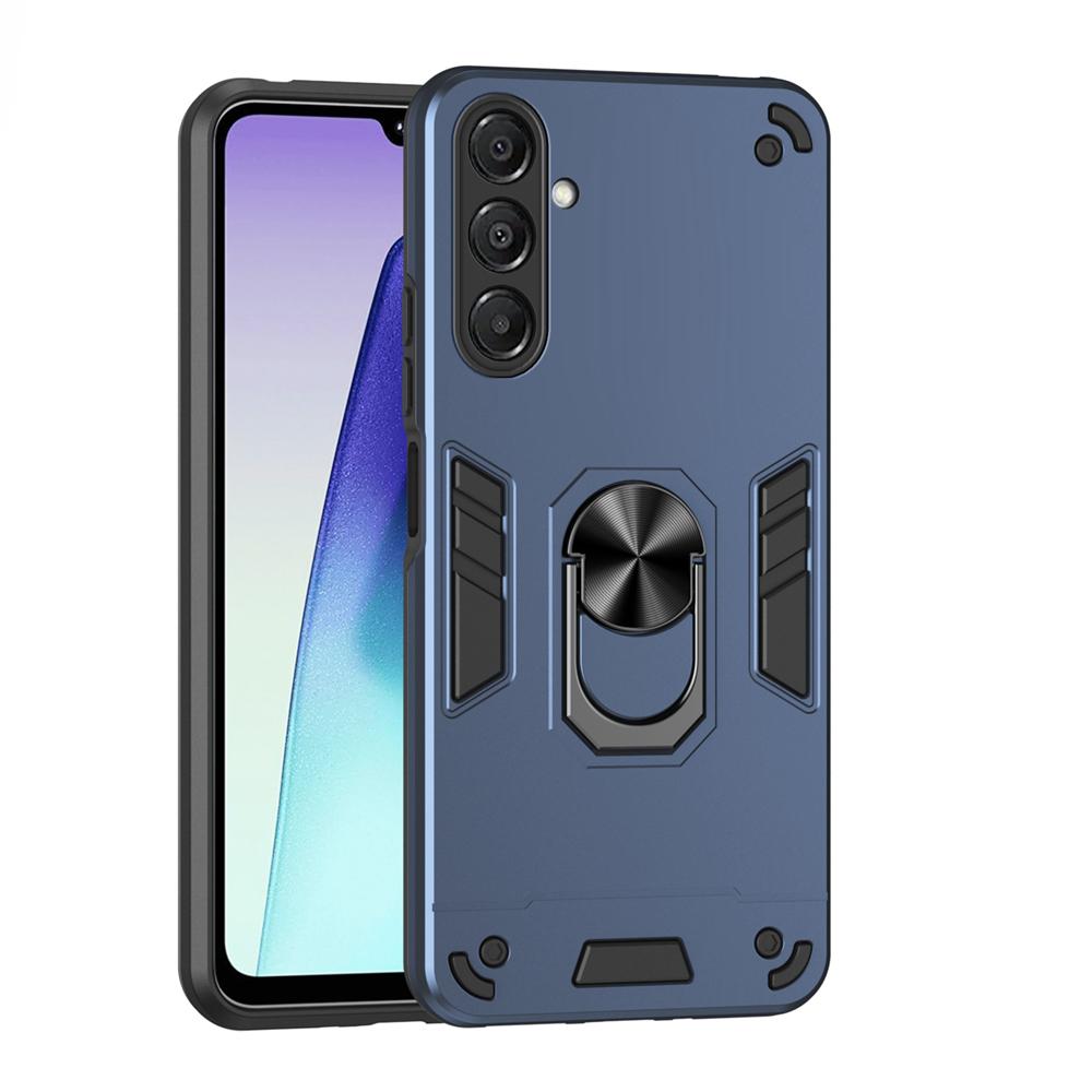 KEYSION Shockproof Armor Case for Samsung A17 5G Soft Silicone+PC Metal Ring Stand Phone Back Cover for Galaxy A17 5G