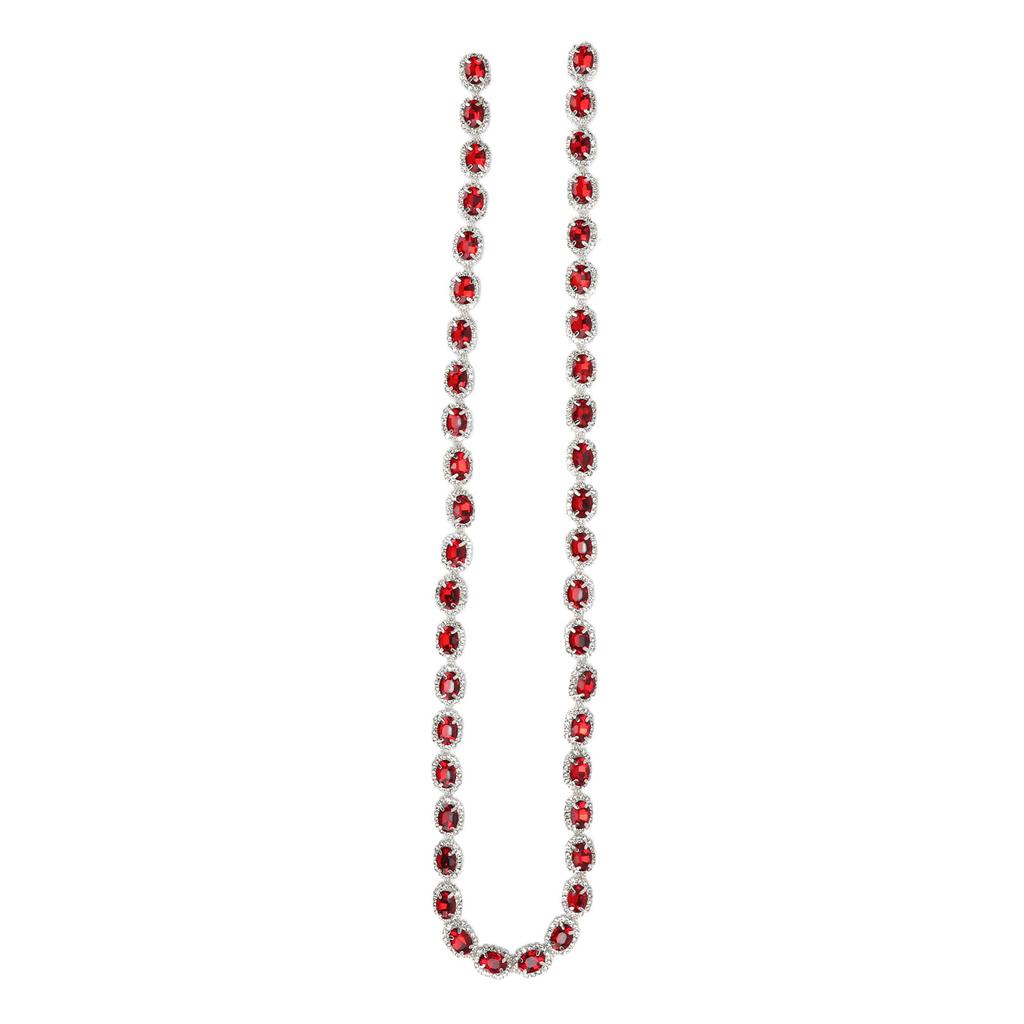 Rhinestone Trim 1 Yard Red Handcrafted Shiny Beautiful DIY Rhinestone Strip for Clothing Necklaces