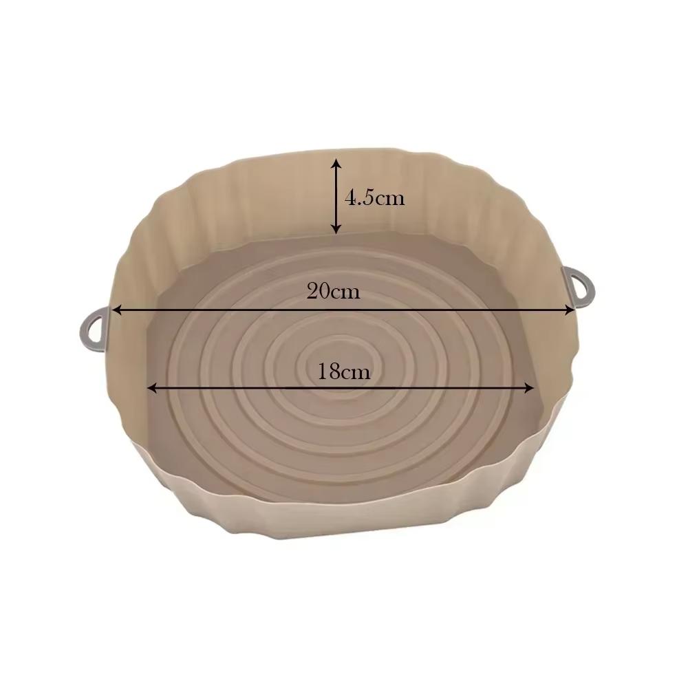 Silicone Air Fryer Liners Reusable Baking Tray Cooking Oven Accessories Round Basket Pot Bowl With Side Handles